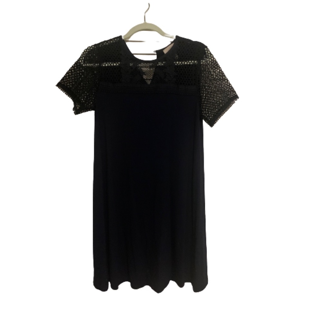 Loft Navy Mini Eyelet Dress
